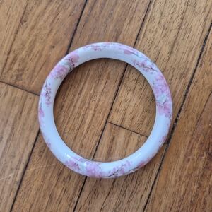 Chic Floral Pink and White Ceramic Bracelet